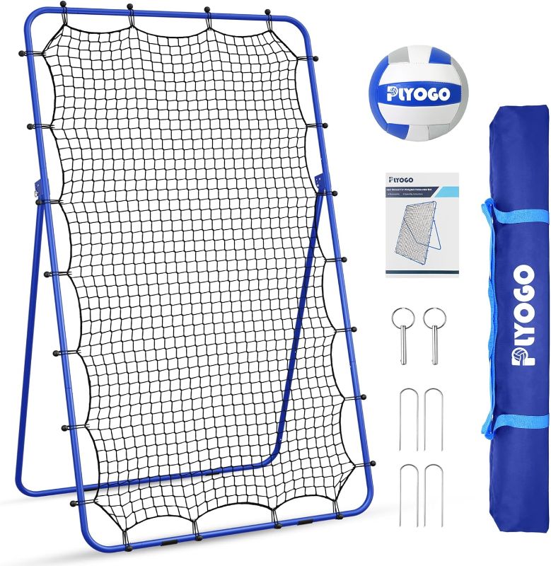 Photo 1 of Volleyball Rebounder Net, 4×7FT Bounce Back Practice Net with 5 Adjustable Angles, Indoor Outdoor Easy-Set Up Training Equipment for Improving Spiking Skills, Carrying Bag & PU Volleyball
