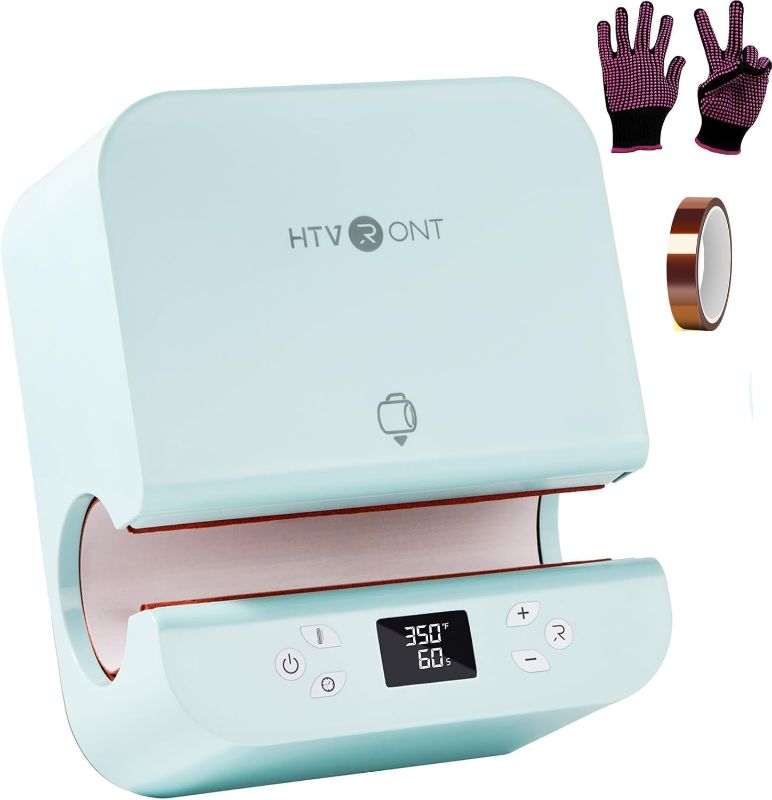 Photo 1 of HTVRONT Auto Tumbler Heat Press Machine - Mug Heat Press Heat Up Fast & Even, Professional Tumbler Press High-Security for 2.95-3.18inch Sublimation Tumblers, Cups, Glasses and Mugs (Blue)