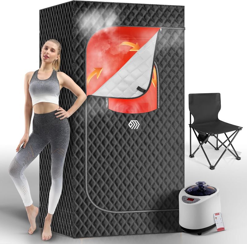 Photo 1 of Portable Sauna Box, Personal Steam Sauna for Home with Steamer, Remote Control, Folding Chair and Mat, Portable Steam Sauna Tent, Home Spa for Relaxation