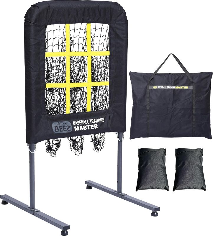 Photo 1 of Pitching Net with Strike Zone, 9 Hole Pitching net Target, Portable Softball Baseball pitchier Training Equipment Height Adjustable with Carrying Bag