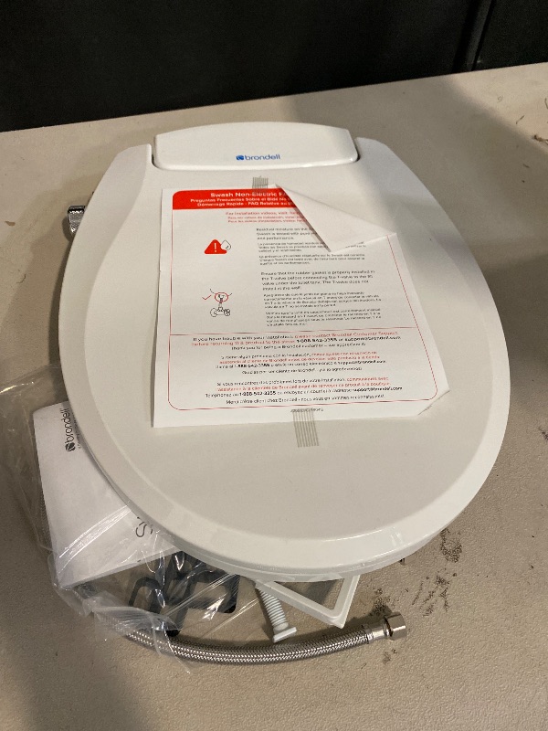 Photo 1 of Brondell Bidet Toilet Seat Non-Electric Swash Ecoseat, Fits Elongated Toilets, White - Dual Nozzle System, Ambient Water Temperature - Bidet with Easy Installation