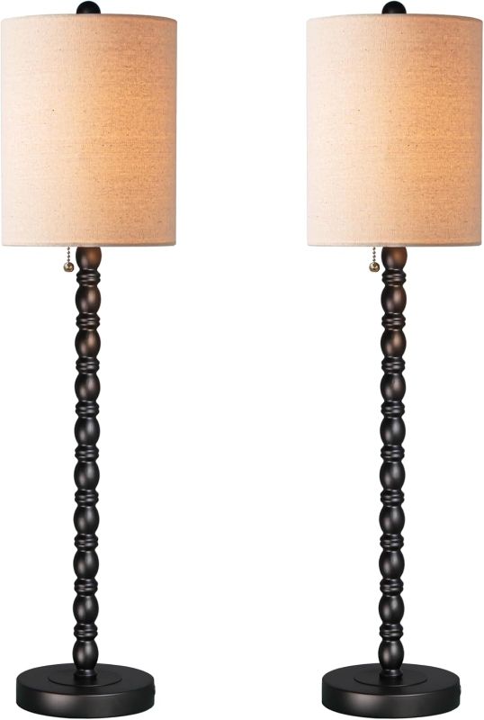 Photo 1 of Buffet Lamps Set of 2, 30" Tall Table Lamps for Living Room, Rustic Farmhouse Lamps with Metal Bases & Linen Shades, Table Lamps for Entryway, Sideboard Table at Dinning Room