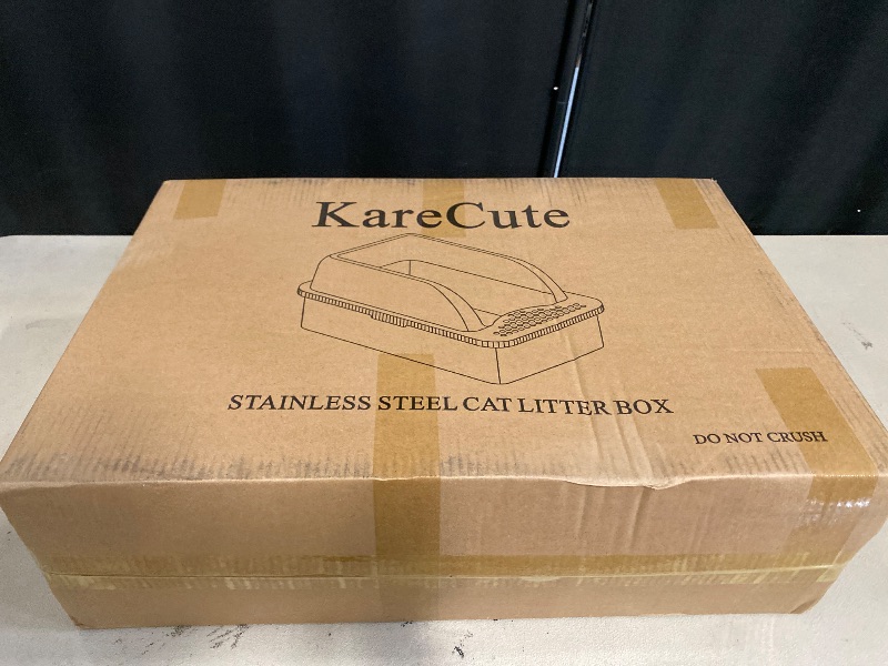 Photo 1 of Stainless Steel Litter Box with Lid, 24'' x 16'' x 12'' Metal Cat Litter Box High Sides, Extra Large Odor Control Easy Clean(Gray)