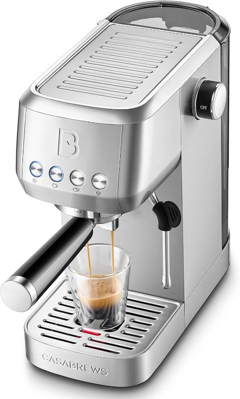 Photo 1 of CASABREWS 3700 Essential Espresso Machine 20 Bar, Stainless Steel Cappuccino & Latte Machine with Steam Frother for Home, 43.9oz Water Tank, Silver