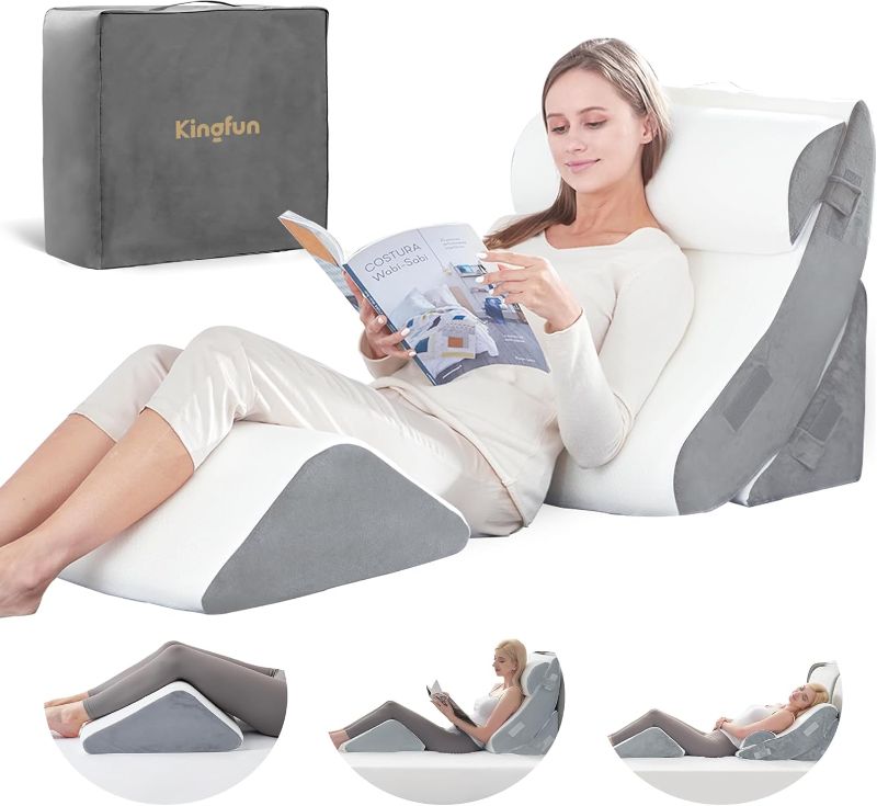 Photo 1 of Kingfun 4pcs Orthopedic Bed Wedge Pillow Set for Post Surgery, Memory Foam for Sleeping, Adjustable Leg, Back and Arm Support, Sitting Up and Rest Pillow with Travel Bag