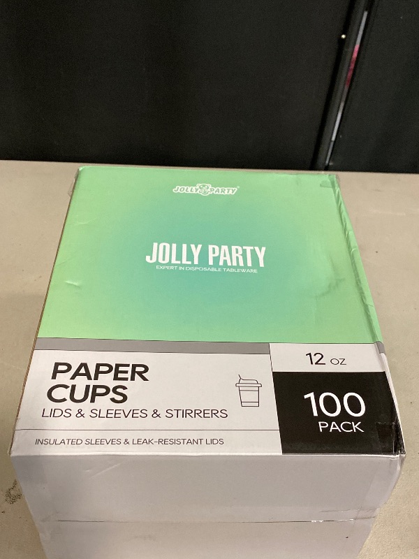 Photo 1 of [100 Pack] 12 oz Paper Coffee Cups, Disposable Paper Coffee Cup with Lids, Sleeves, and Stirrers, Hot/Cold Beverage Drinking Cup for Water, Juice or Tea, Suitable for Home, Shops and Cafes