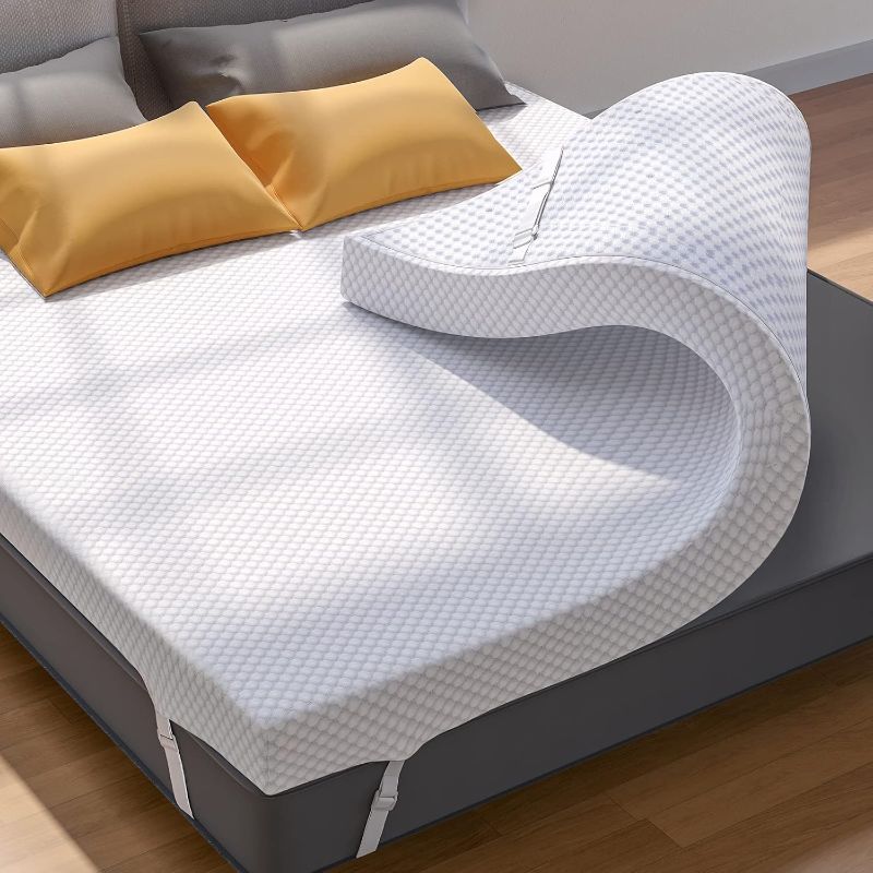 Photo 1 of (Queen) PERLECARE 3 Inch Gel Memory Foam Mattress Topper for Pressure Relief, Premium Soft Cooling Sleep, Non-Slip Design with Removable & Washable Cover, CertiPUR-US Certified - Queen