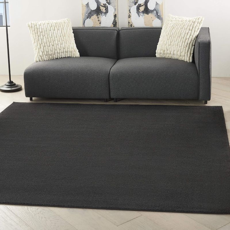 Photo 1 of Nourison Essentials Indoor/Outdoor Black 5' x Square Area Rug, Easy Cleaning, Non Shedding, Bed Room, Living Room, Dining Room, Backyard, Deck, Patio (5 Square)