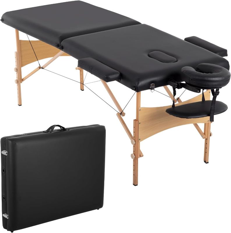 Photo 1 of PayLessHere Massage Bed Portable Massage Table 28 inche Wide Lash Bed 2 Folding Heigh Adjustable Spa Table with Non-Woven Bag for Spa Footmassage Facial CareSpa Tattoo