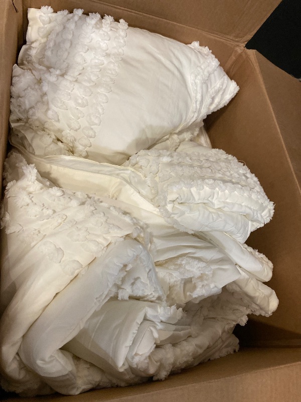 Photo 1 of Lotus Karen Queen Size Faux Fur Blanket - Cream White Big Bubble Rabbit Fluff, 90x90 Inches
