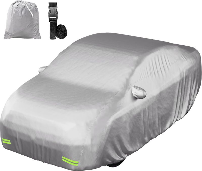 Photo 1 of Mockins Large 200"x75"x60" Universal Car Cover for Sedan | 190T Polyester Weather Proof Car Cover Set | Indoor Car Covers for Automobiles | Cover for Cars Outside w/Mirror Covers, Strap & Reflectors