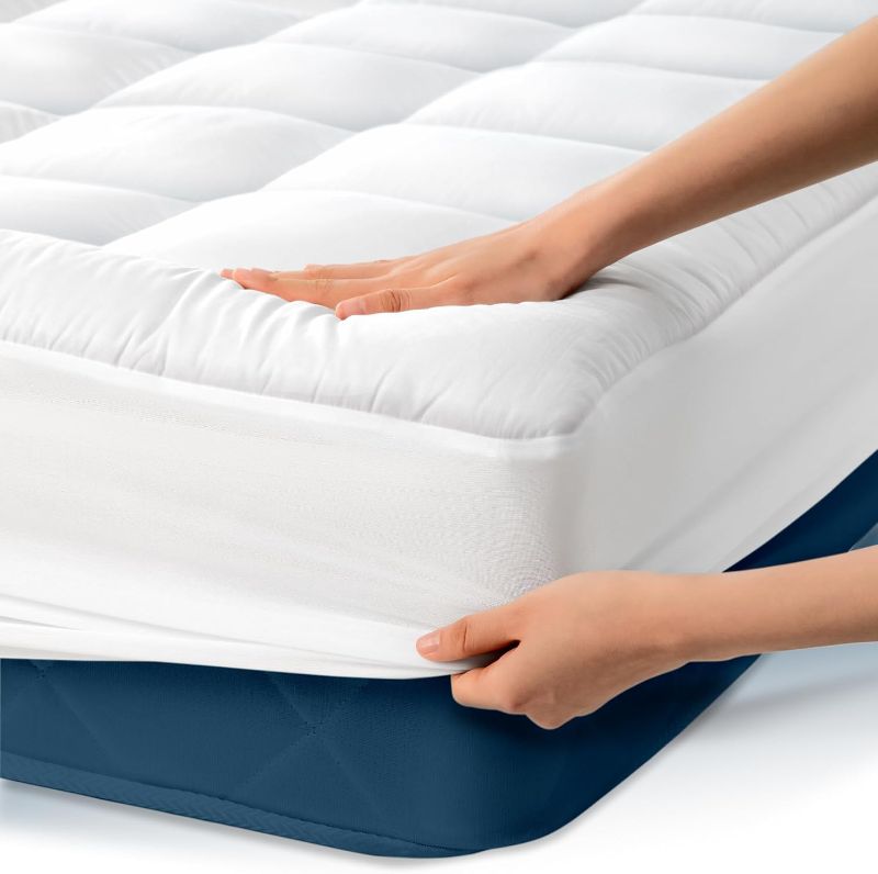 Photo 1 of Cloud-Like Twin Mattress Topper - 100% Cotton Top Mattress Pad for Back Pain Relief - Breathable & Naturally Cooling for Hot Sleepers