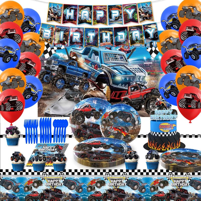 Photo 1 of Monster Truck Decorations Monster Truck Birthday Party
