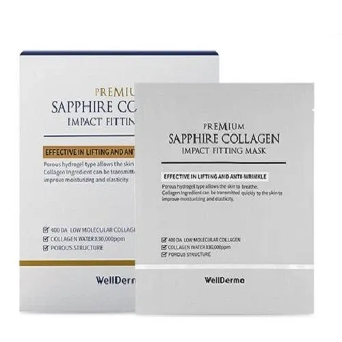 Photo 1 of WellDerma Premium Sapphire Collagen Impact Fitting Mask 4pcs Pack K-Beauty