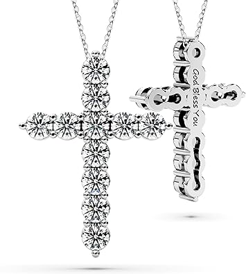 Photo 1 of Moissanite Cross Necklace for Women Faith Pendant Christian Gifts Rodium Sterling Silver Jewelry for Her Wife Daughter Granddaughter Mom Grandma Anniversary Christmas Birthday Mothers Day