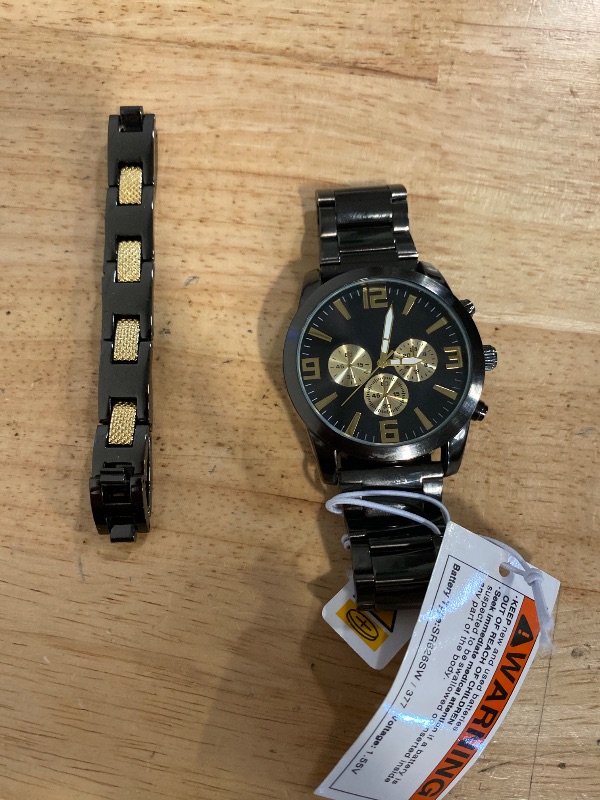 Photo 1 of GEORGE Men's Two-tone Black and Gold Watch Set, 2 Piece Watch and Bracelet Set(FMDXGE036)