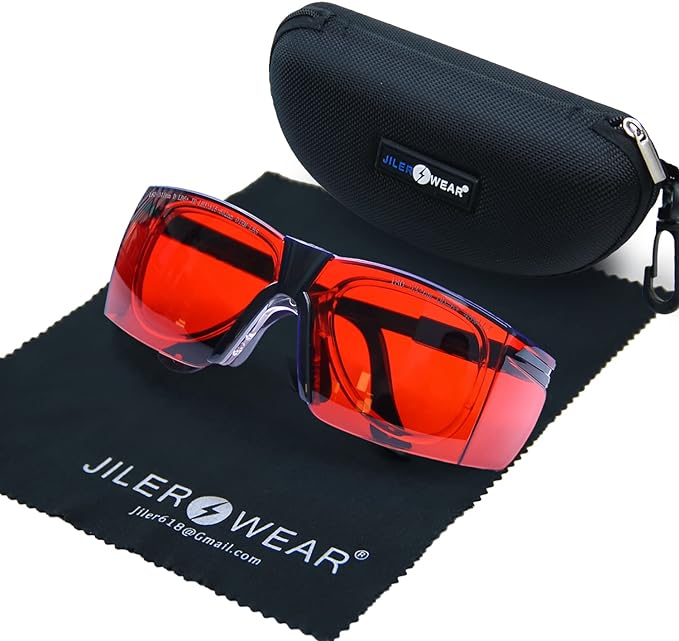 Photo 1 of JILERWEAR Wavelength 180nm-540nm Laser Safety Glasses for 405nm, 445nm, 450nm,520nm,532nm Laser Light,Yag, Blue, Green Laser and UV Light Eye Protection Fit Dazzling Lasers, Like Engraving Machines