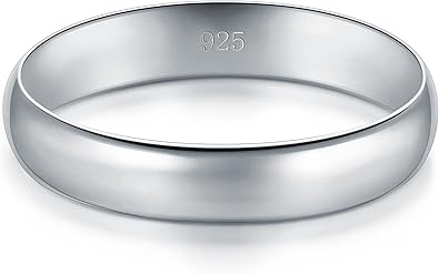 Photo 1 of BORUO Silver Ring - 925 Sterling Silver Rings for Women - Stacking Rings - Elegant Silver Band Rings for Women and Men - Gifts for Special Occasions 4mm, 6mm Ring Size 4-15