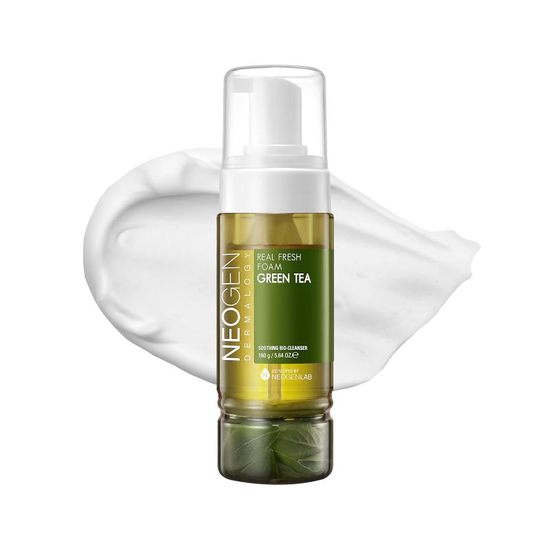 Photo 1 of DERMALOGY by NEOGENLAB NEOGEN Real Fresh Foam Cleanser, Green Tea 5.6 Fl Oz (160g) - Soothing & Hydrating Gentle Cleansing Foam with Real Green Tea Extract, Clean Beauty - Korean Skin Care