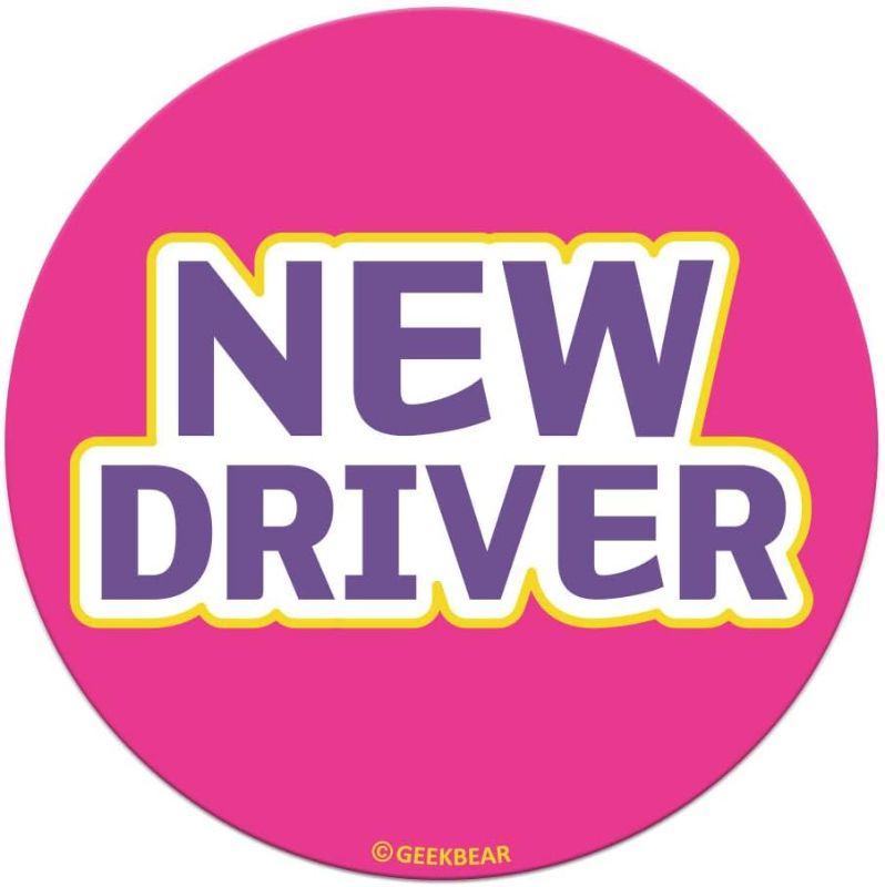 Photo 1 of GEEKBEAR [Signature] New Driver Magnet for Car - Geekbear Line - Circle 5.3 x 5.3 in (1, Pink)