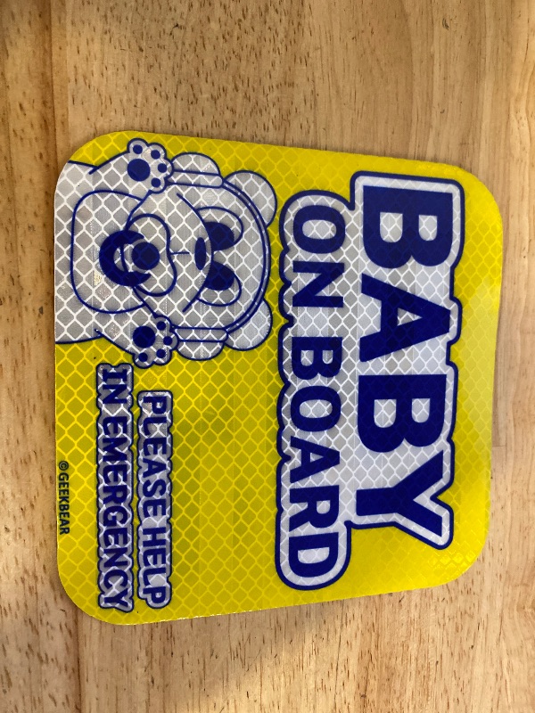 Photo 1 of GEEKBEAR [Signature] Baby on Board Car Magnet - Geekbear Line - Rectangular 8.7 x 3.5 in (1, Yellow)