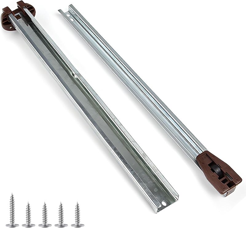 Photo 1 of Drawer Slides Center Track for Kenlin Rite-Trak II Rails Kit, 16 Inch Drawer Metal Slides with Stop & Roller, Replacement for Dresser Nightstand Wardrobe Cabinet Drawer Tracks and Rails Kits (1 Pack)
