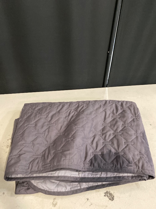 Photo 1 of Easy-Going Full/Queen Size Reversible Quilt Set with 1 Quilt and 2 Pillow Shams, Soft Bed Quilt Cover, Lightweight Microfiber Bedspread, Water and Stain Resistant, Gray/Light Gray