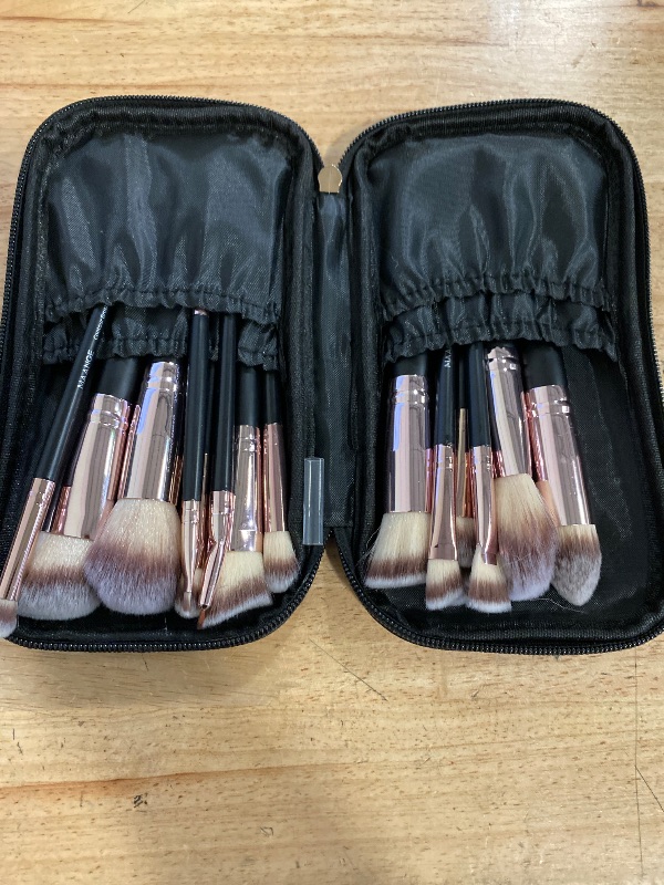Photo 1 of Makeup Brushes with Case, MAANGE 18 Pcs Professional Makeup Brush Set Premium Synthetic Face Kabuki Brush Kit Foundation Blush Powder Eyeshadow Brushes Set Christmas Gift?Coffee)