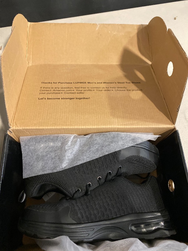 Photo 1 of M10 LUPWEE Steel Toe Shoes for Men Slip Resistant Safety Work Shoes Puncture Proof Comfortable Indestructible Sneakers with Specialized Work Insole for Industry Construction Warehouse Black 