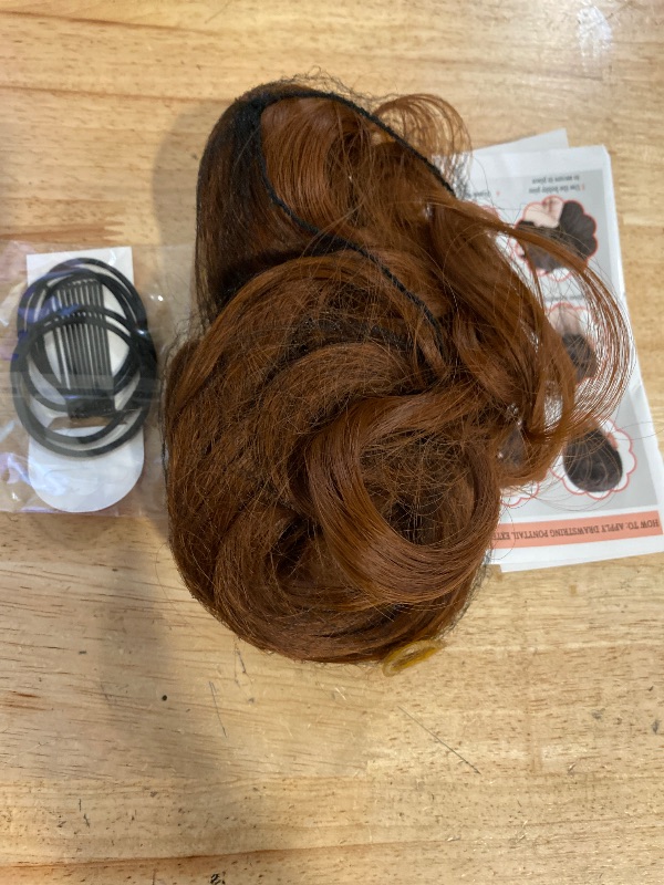 Photo 1 of Mitrygreen Claw Clip Ponytail Extension 18" Clip in Wavy Ponytail Hair Extensions Long Pony Tails for Women Extensions Light Auburn Wave Hairpiece