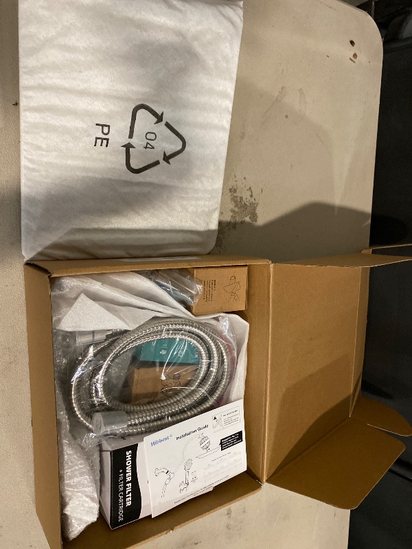 Photo 1 of Hibbent All Metal 12'' Filtered Rainfall Shower Head Combo, High Pressure Handheld Shower Head with 12'' Adjustable Curved Extension Arm, 20 Stage Shower Filter, 10-spray, 71'' Hose, Brushed Nickel