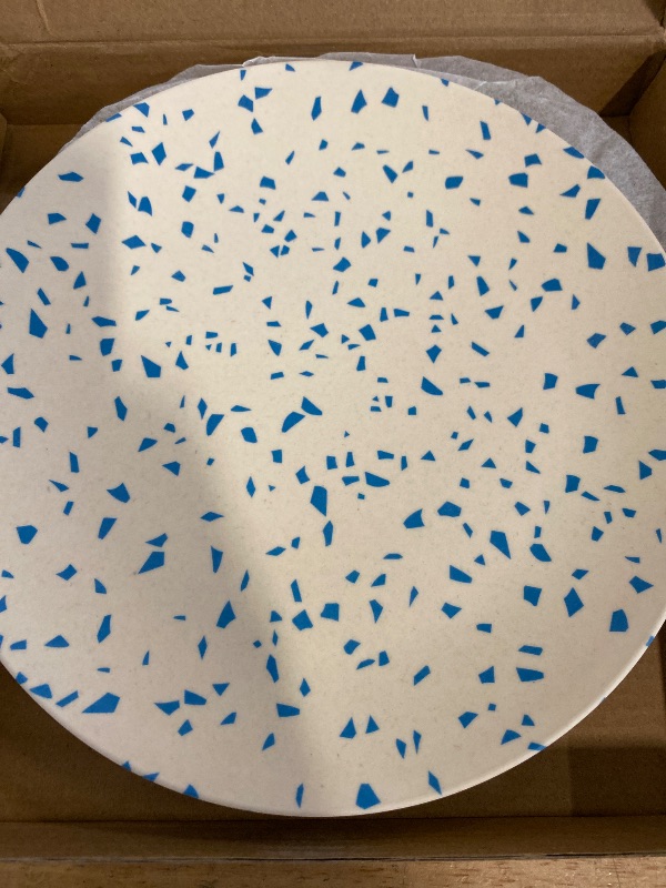 Photo 1 of Nook Theory 4 Pack Reusable Bamboo Plates - Non-Toxic Toddler and Kids Plate, Dishwasher Safe, Not Microwavable Dinnerware (Terrablue 8")