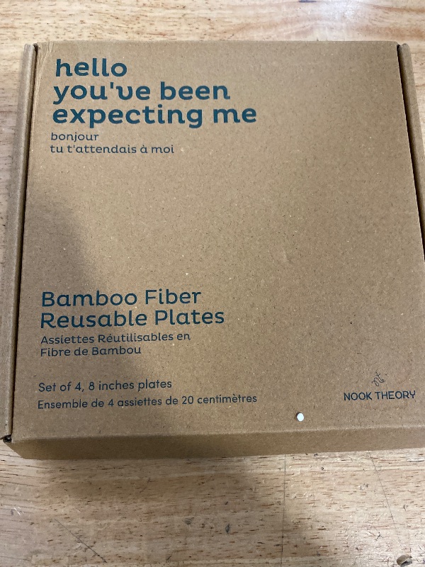Photo 1 of Nook Theory 4 Pack Reusable Bamboo Plates - Non-Toxic Toddler and Kids Plate, Dishwasher Safe, Not Microwavable Dinnerware (Terrablue 8")