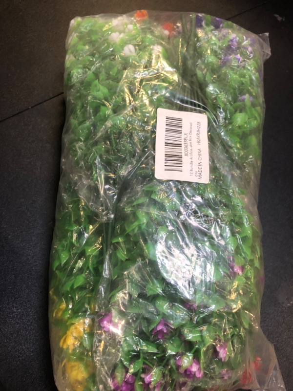 Photo 1 of 12 Bundle Artificial Flowers for Outdoor UV Resistant Plants, Fall Faux Flowers Bulk Fake Flowers for Indoor Porch Vase Pots Greener Shrubs Hanging Planters Window Box Decorations
