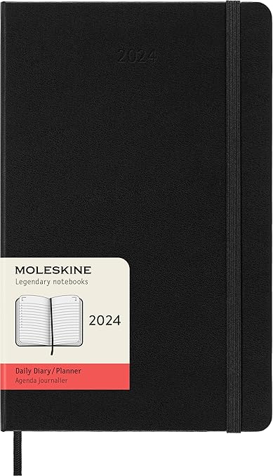 Photo 1 of Moleskine Classic 12 Month 2024 Daily Planner, Hard Cover, Large (5" x 8.25"), Black
