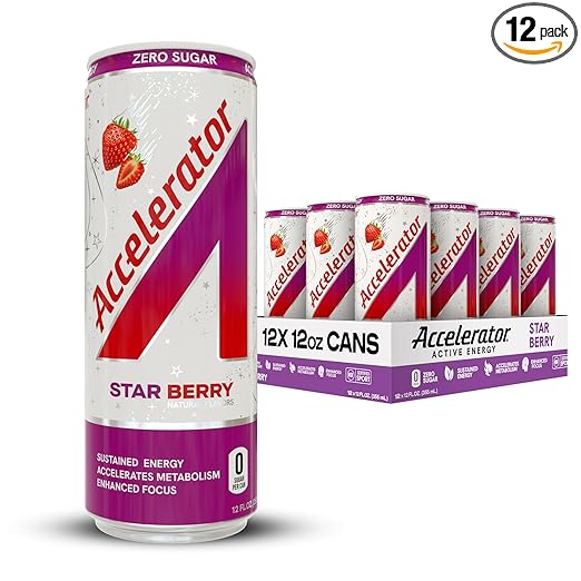 Photo 1 of A SHOC Accelerator Star Berry Energy Drink, 12 fl oz can (Pack of 12) EXP 01/2025
