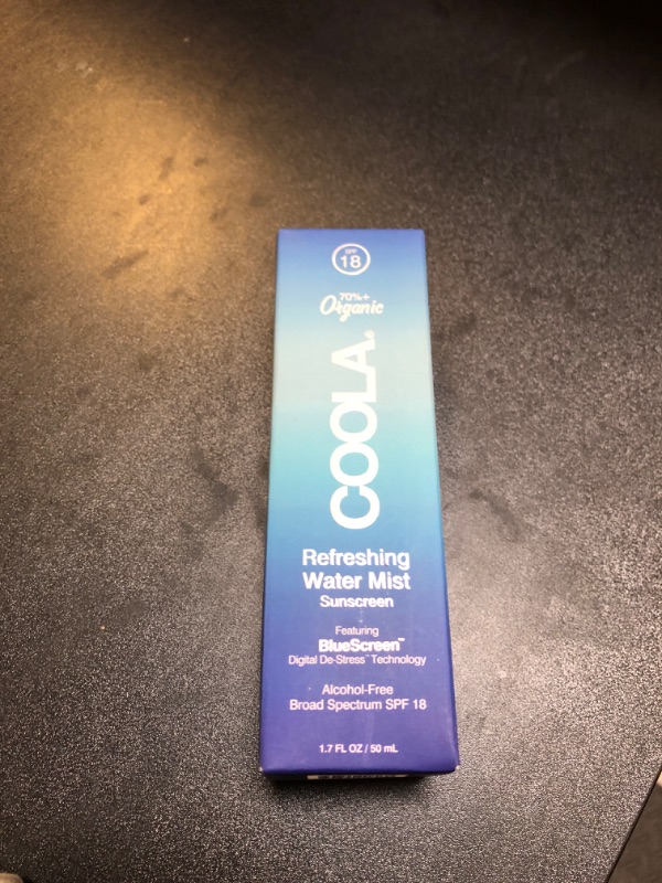 Photo 2 of COOLA Organic Refreshing Water Mist Face Moisturizer With SPF 18, Dermatologist Tested Face Sunscreen With Plant-Derived BlueScreen Digital De-Stress Technology 1.7 Fl Oz (Pack of 1) EXP 02/2025