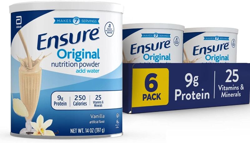 Photo 1 of Ensure Original Vanilla Nutritional Powder | Vanilla Protein Shake | Meal Replacement Shake Mix | 8g Protein, 24 Vitamins & Minerals | Immune Support |14.1 oz - 6 pack EXP FEB 01 2025
