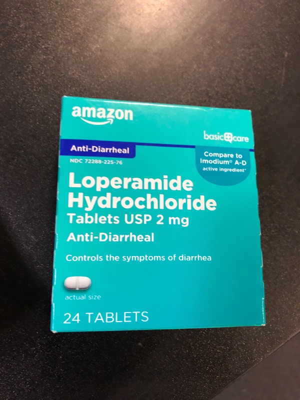 Photo 2 of Amazon Basic Care Loperamide Hydrochloride Tablets, 2 mg, Anti-Diarrheal, 24 Count (Pack of 1) EXP 08/25