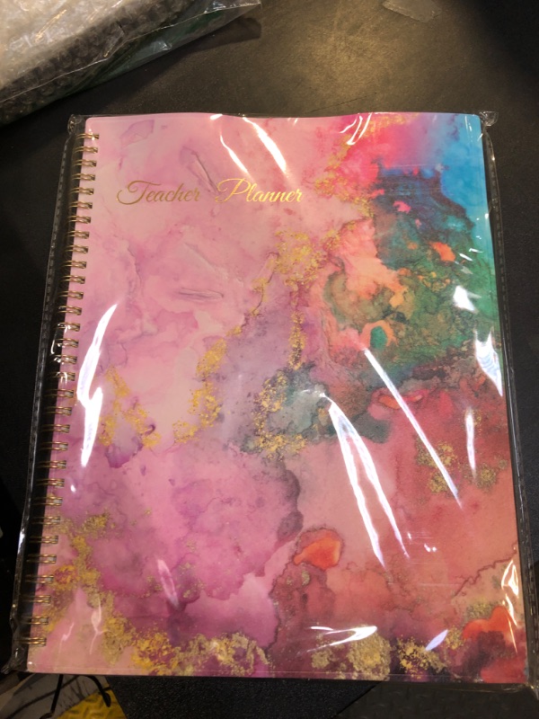 Photo 2 of Teacher Planner 2024-2025 Academic Year, Lite Lesson Planner Book 8.5"x11" Daily Weekly and Monthly Organizers, Jul 2024 - Jun 2025 Plan Book with Pocket Folder, Color Tabs, Pink Marble