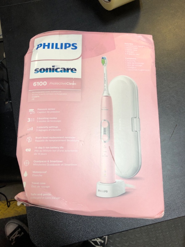 Photo 2 of Sonicare Philips Sonicare ProtectiveClean 6100 Rechargeable Toothbrush, Pastel Pink,