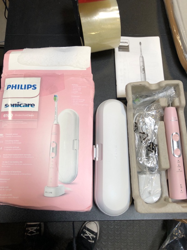 Photo 3 of Sonicare Philips Sonicare ProtectiveClean 6100 Rechargeable Toothbrush, Pastel Pink,