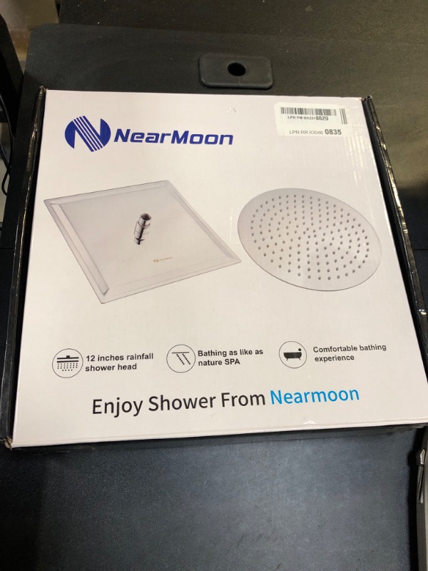 Photo 3 of Rain Shower Head With Extension Arm, NearMoon Square Shower Heads, Large Stainless Steel Rainfall Showerhead-Waterfall Full Body Coverage (12 Inch Shower Head With 15 Inch Shower Arm, Chrome)