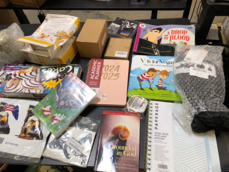 Photo 1 of  mystery box lot fillws with vARIOUS ITEMS SOLD AS IS NO RETURNS OR EXCHANGES DILL PICKLES BOOKS PLANNERS CLOTHING BOOKS ETC : 