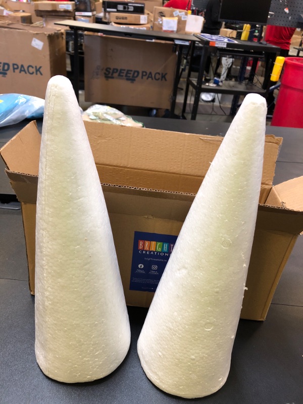 Photo 2 of 2 Pack Foam Cones 5.25" x 14.5" Styrofoam Cones  for Art and DIY Crafts Projects, White