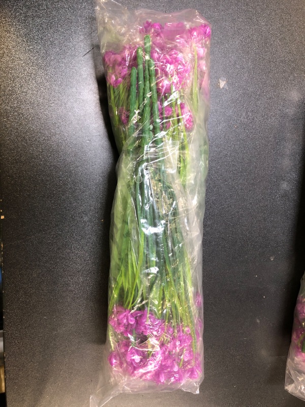 Photo 1 of 8 Bundles Artificial Flowers Grasses Fake Plants for Outdoors, UV Resistant Faux Greenery Shrubs for Garden Outdoor Window Box Porch Farmhouse Hanging Planter Home Indoor Festival Decor (Fuchsia)
