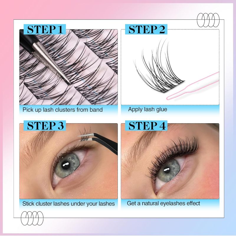 Photo 1 of atural Lash Clusters Wispy Eyelash Clustersndividual Lashes CC Curl Natural Cluster Lashes -11mm-13mm  Eyelash Extension Individual Lashes DIY Lash Extension at Home 