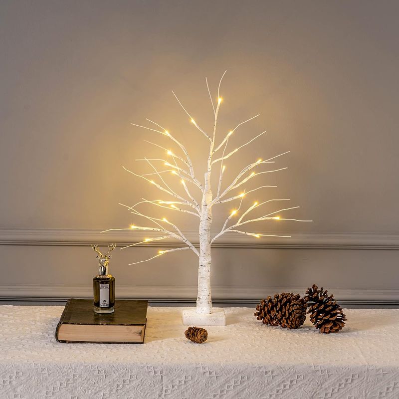 Photo 1 of  Birch Tree Light with 24LT Warm White LED Battery Powered Timer for Christmas Decorations Indoor, Branch Money Trees for Winter Party Wedding Table Mantel Home Easter Decor