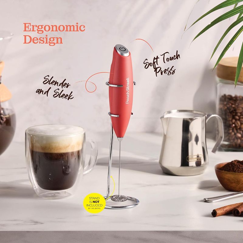 Photo 1 of  Handheld Milk Frother, Mini Milk Foamer, Battery Operated (Not included) Stainless Steel Drink Mixer for Coffee, Lattes, Cappuccino, Frappe, Matcha, Hot Chocolate