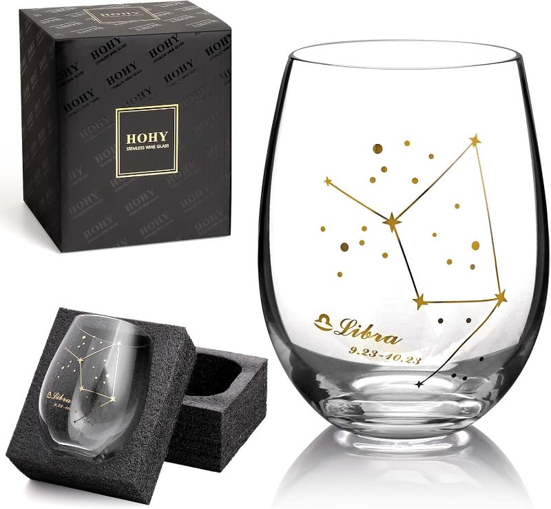 Photo 1 of  Glass Virgo Gift 20oz,Virgo Stemless Wine Glasses,Constellation Glass Define Design, Horoscope Gift, Astrology Gift for Women Men libra 